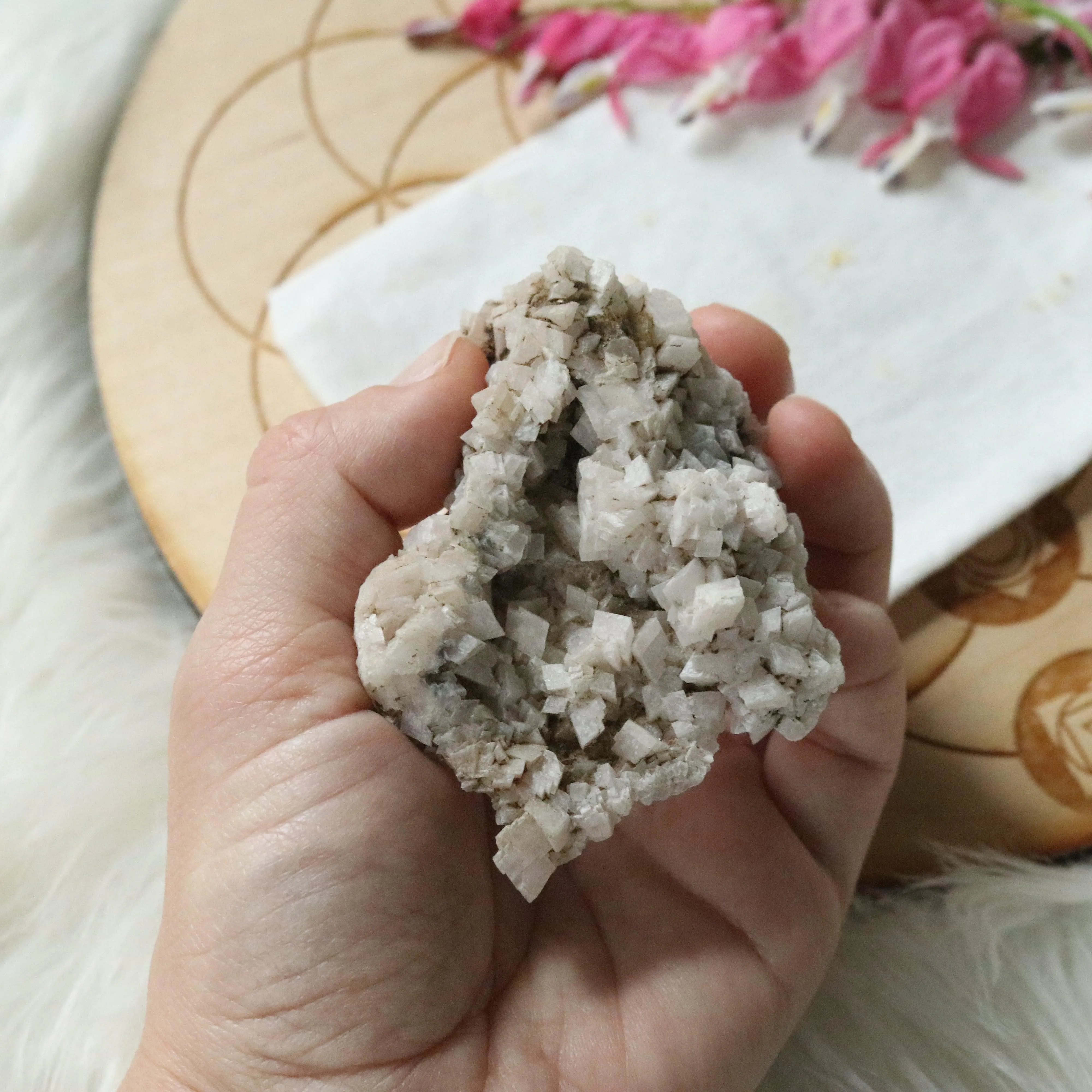 Gorgeous and Unique Pale Pink Dolomite Specimen with inclusions~ Chakra Balancing Stone