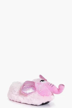 Grace Pink Fleece Novelty Elephant Slippers