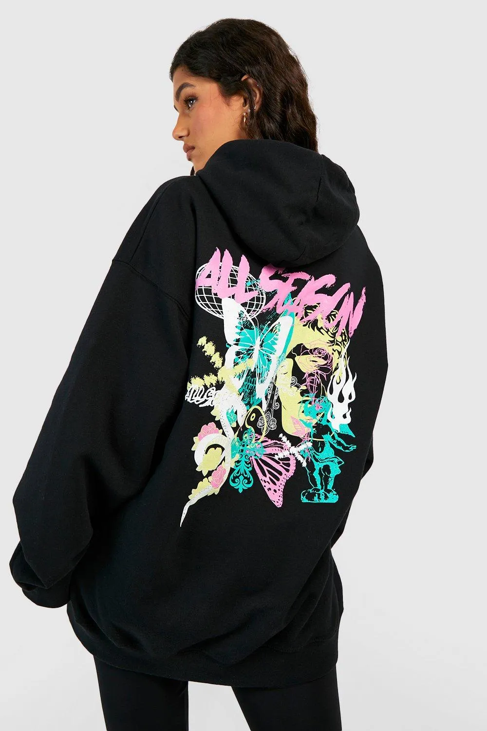 Graffiti Back Print Oversized Hoodie