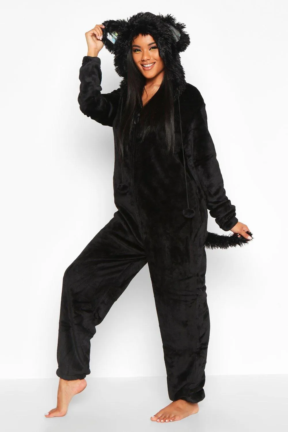 Halloween Black Cat Fleece Onesie