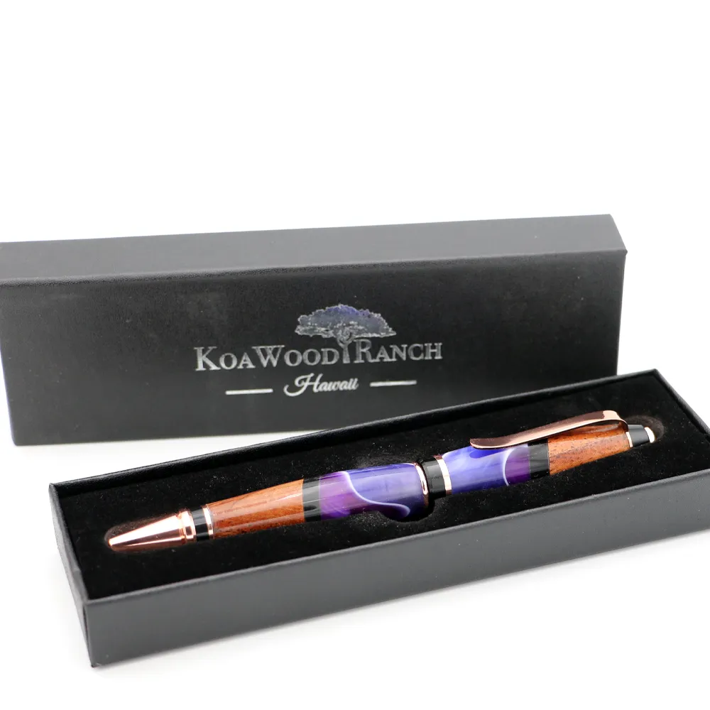 Hawaiian Koa and Purple Resin Cigar Pen