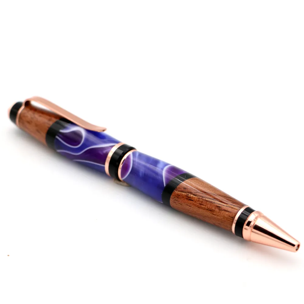 Hawaiian Koa and Purple Resin Cigar Pen