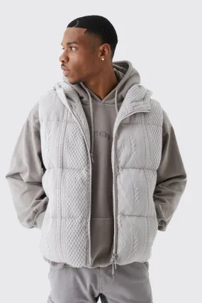 Heavyweight Cable Knitted Vest With Hood