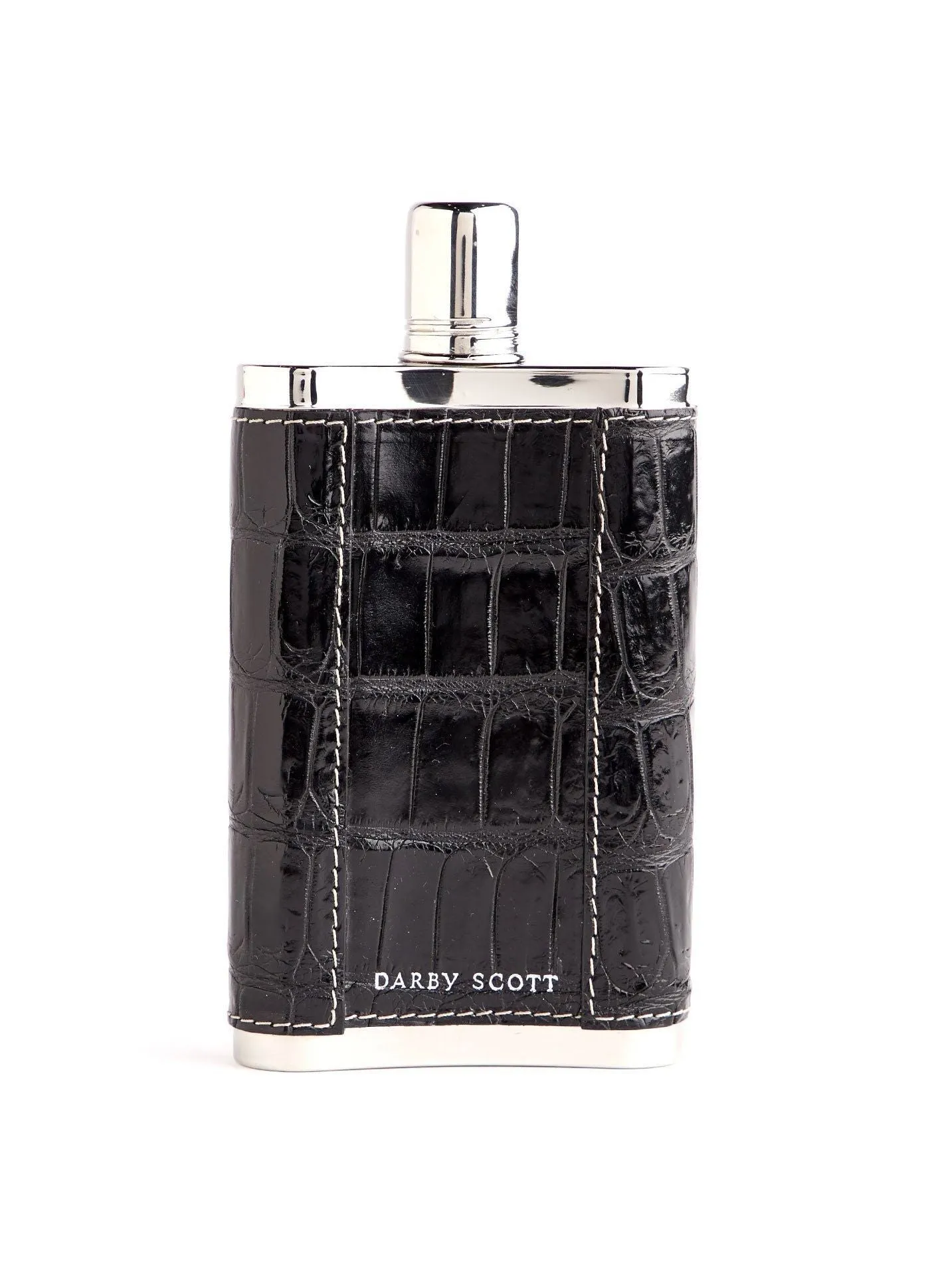 Hip Flask, 9 Oz, Black Croc