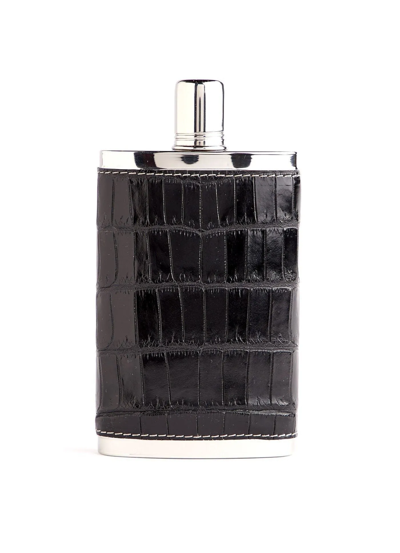 Hip Flask, 9 Oz, Black Croc