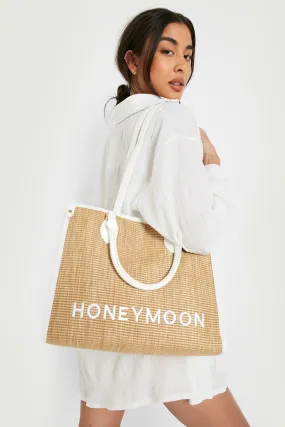 Honeymoon Straw Beach Bag