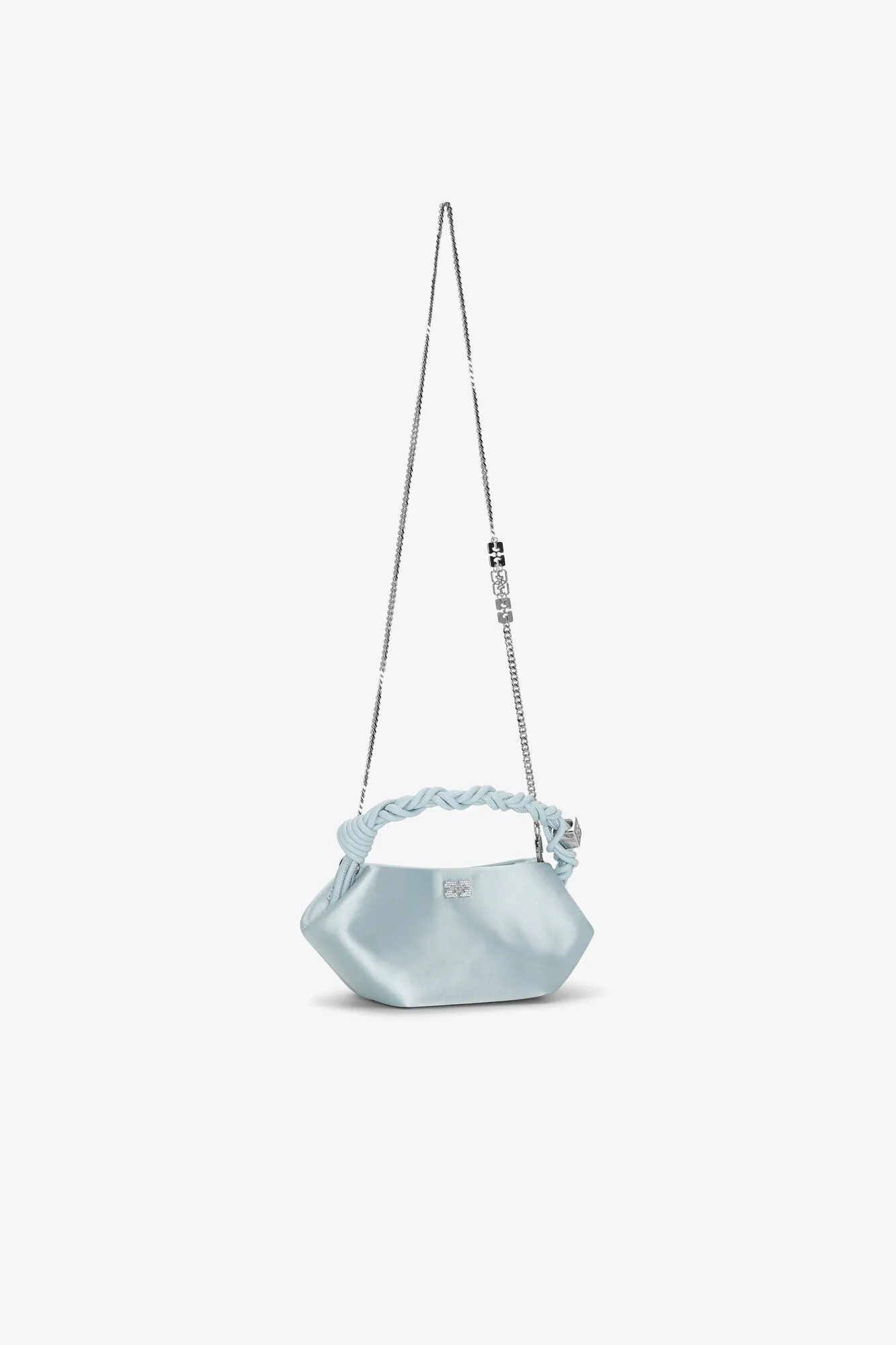 Icy Blue Satin Mini GANNI Bou Bag