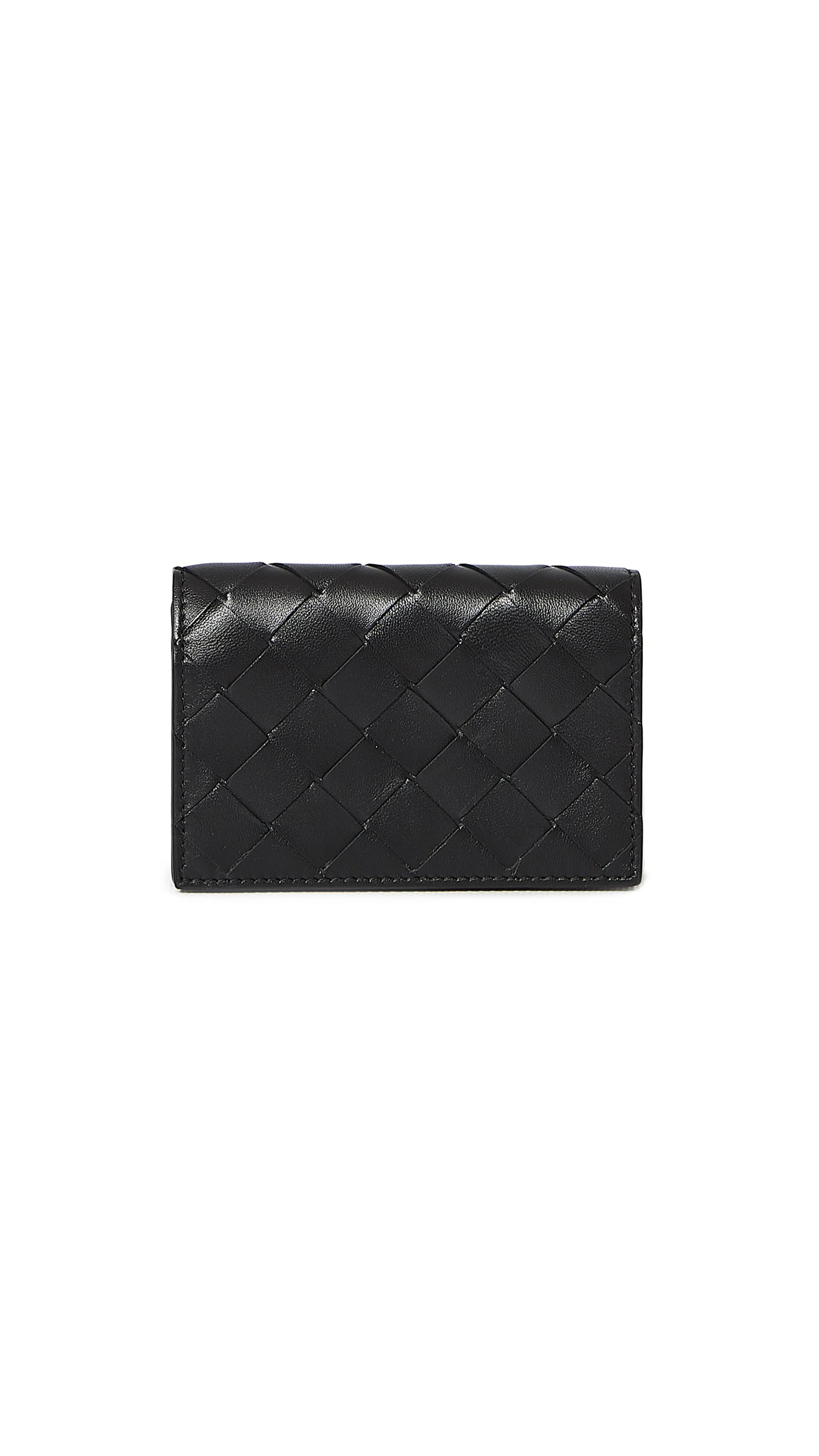 Intrecciato Business Card Case - Black