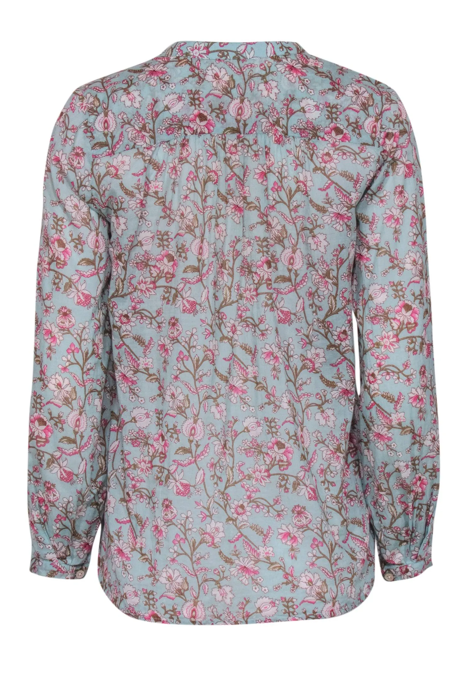 Isabel Marant Etoile - Blue Long Sleeve Blouse w/ Pink Floral Print Sz S