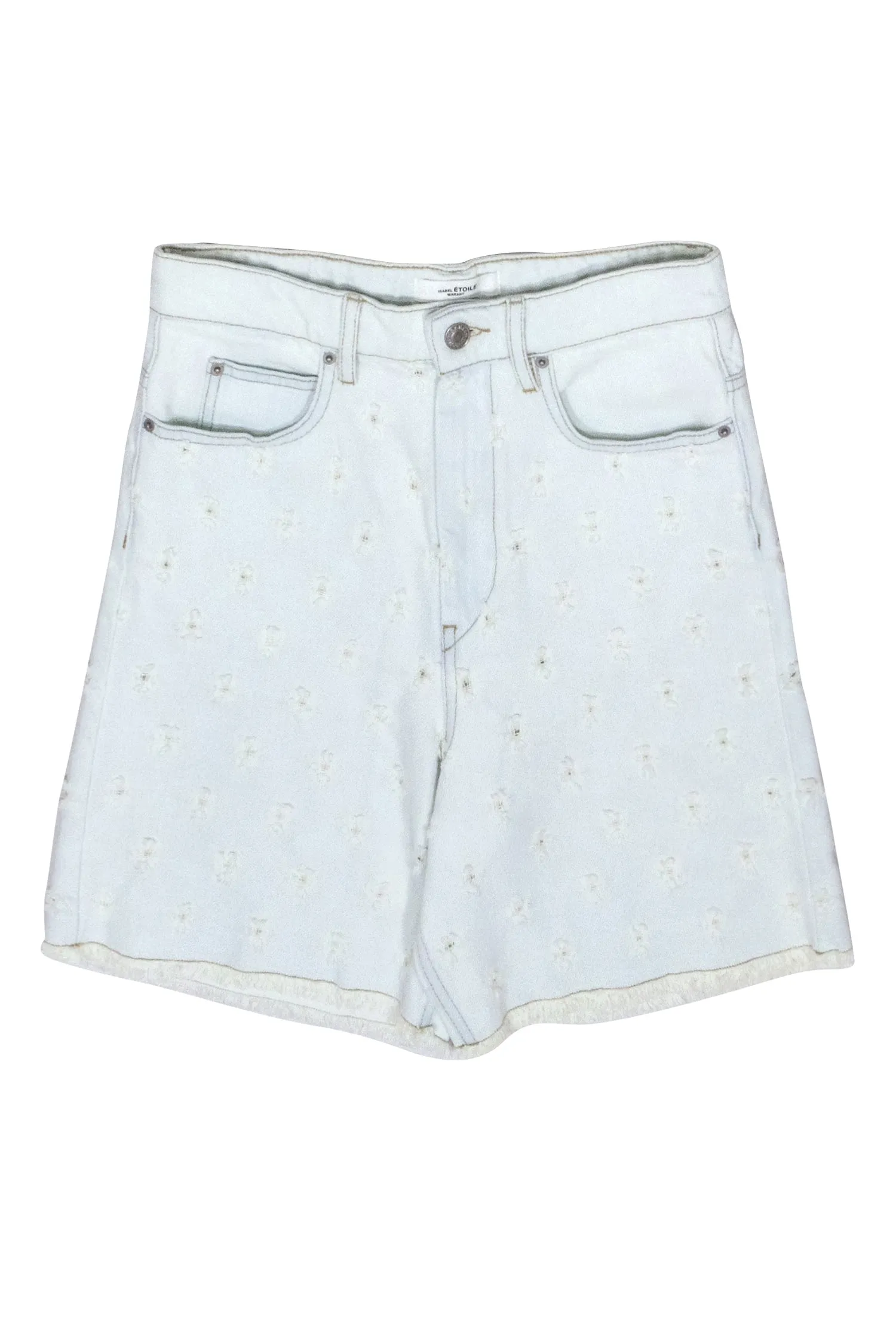 Isabel Marant Etoile - Light Acid Washed Denim Shorts w/ Ivory Trim Sz 2