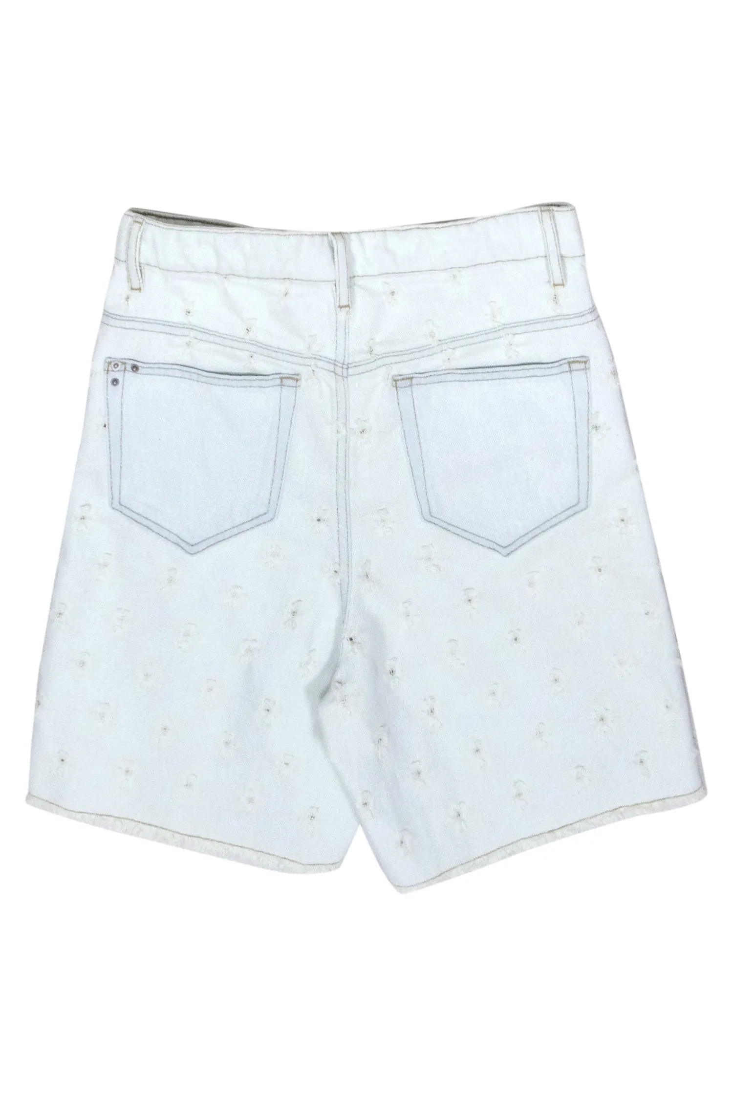 Isabel Marant Etoile - Light Acid Washed Denim Shorts w/ Ivory Trim Sz 2