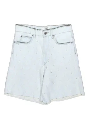 Isabel Marant Etoile - Light Acid Washed Denim Shorts w/ Ivory Trim Sz 2