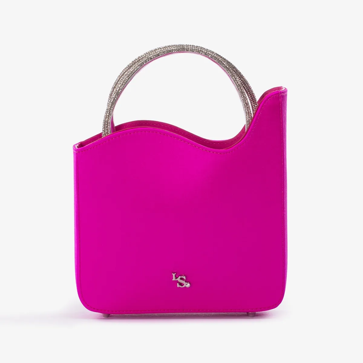 IVY BAG Bouganville fuchsia satin small bag with Crystals