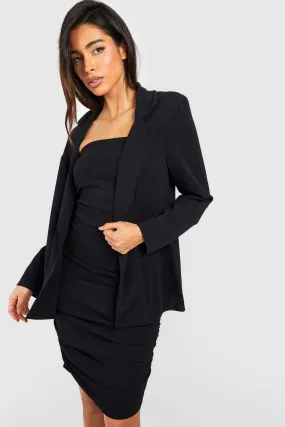 Jersey Knit Crepe Relaxed Fit Tailored Blazer