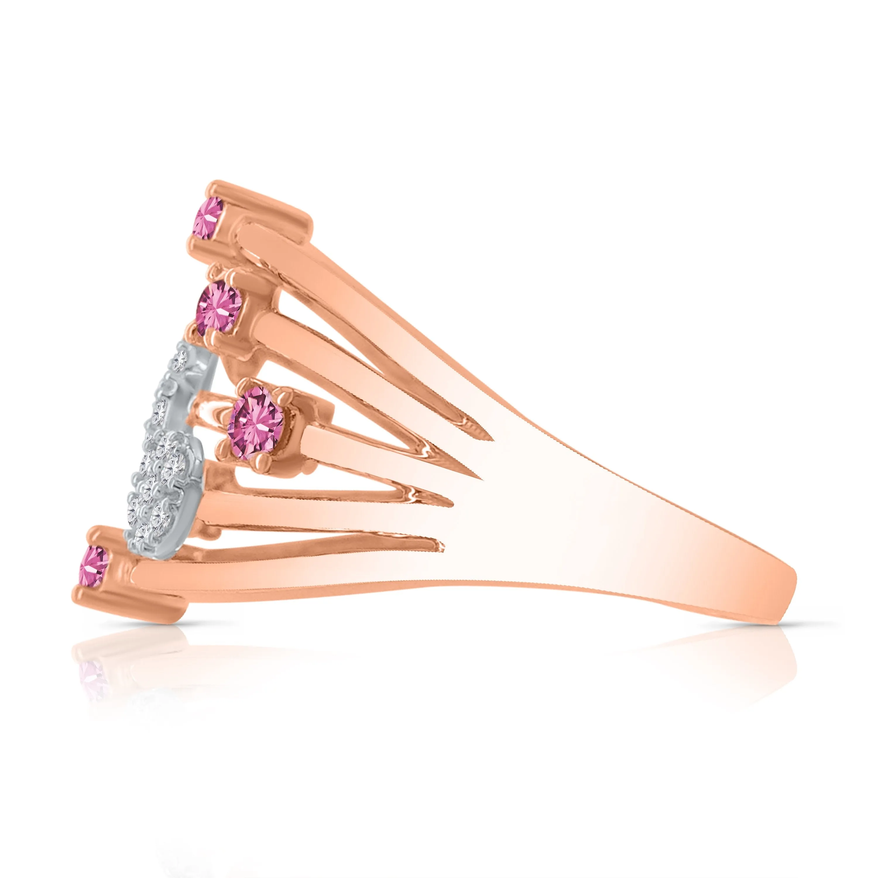 Kallati Heirloom Pink Sapphire & White Diamond Ring in 14K Two-Tone Gold