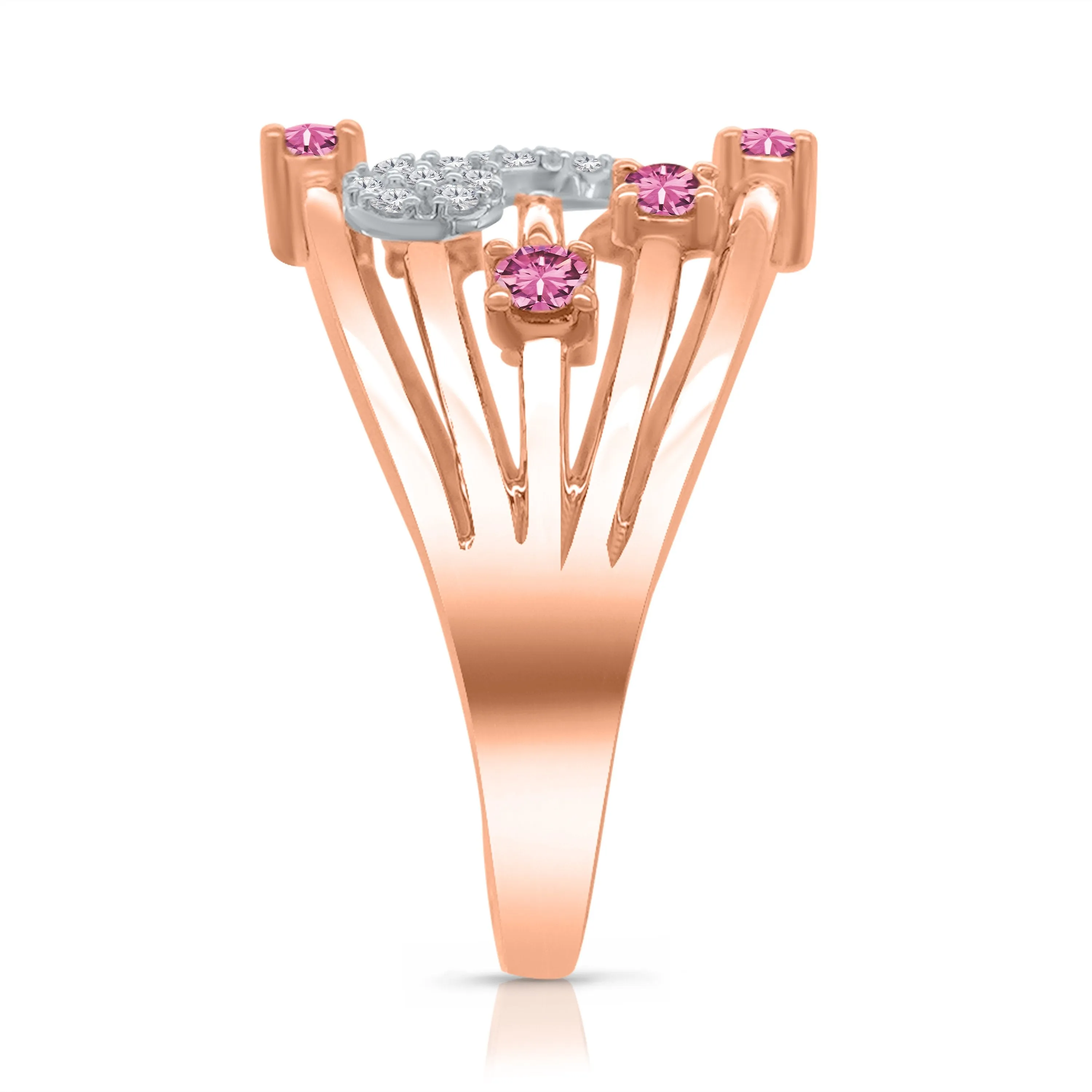 Kallati Heirloom Pink Sapphire & White Diamond Ring in 14K Two-Tone Gold