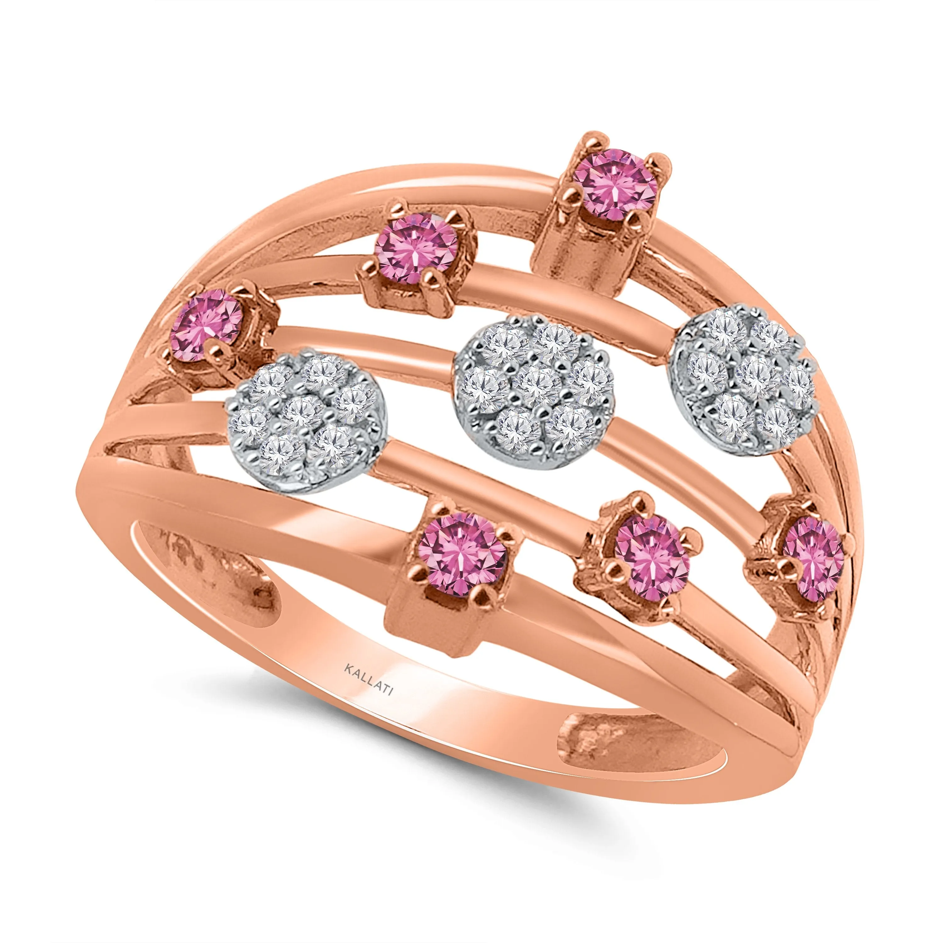 Kallati Heirloom Pink Sapphire & White Diamond Ring in 14K Two-Tone Gold