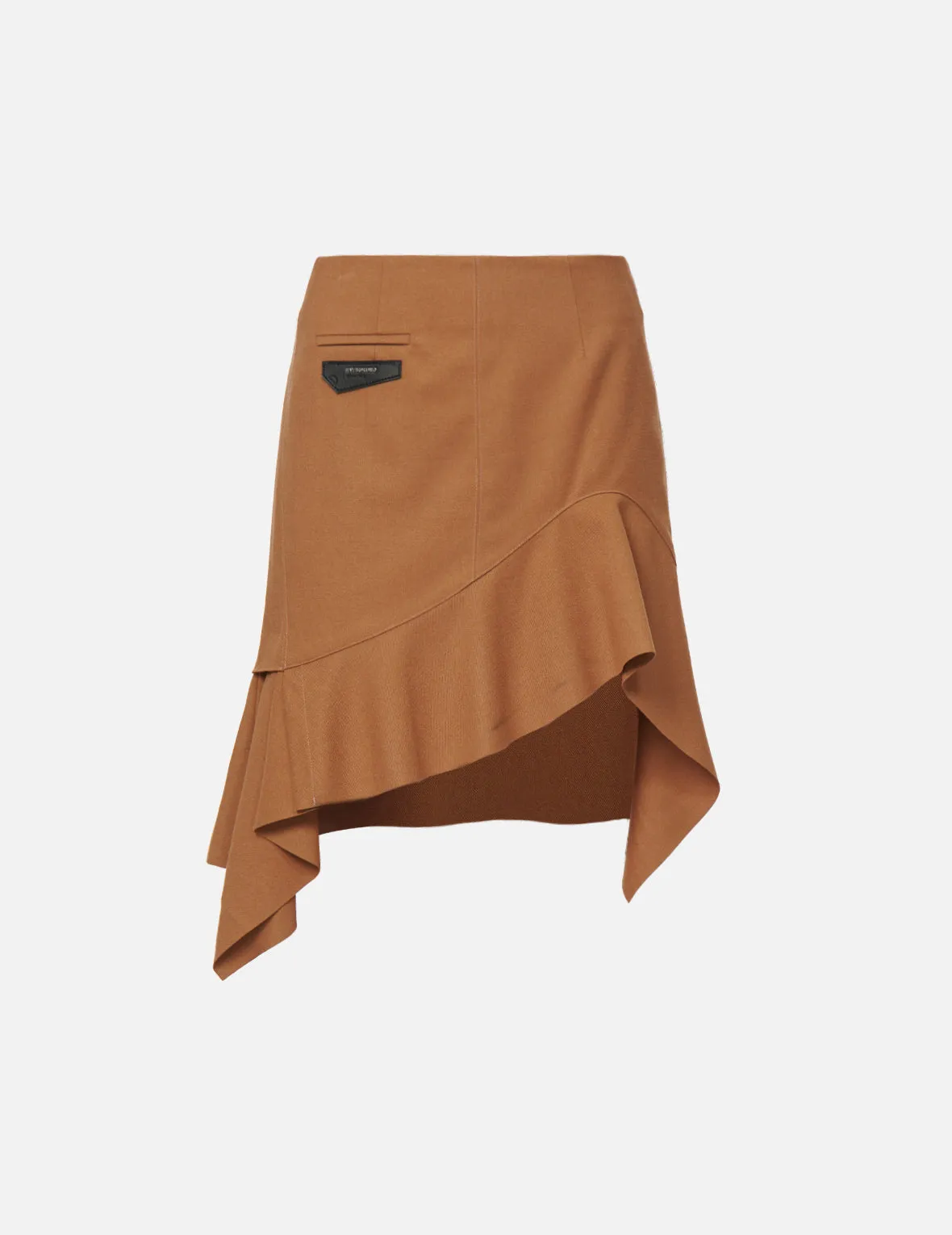 Leather Pocket Flap Asymmetric Skirt