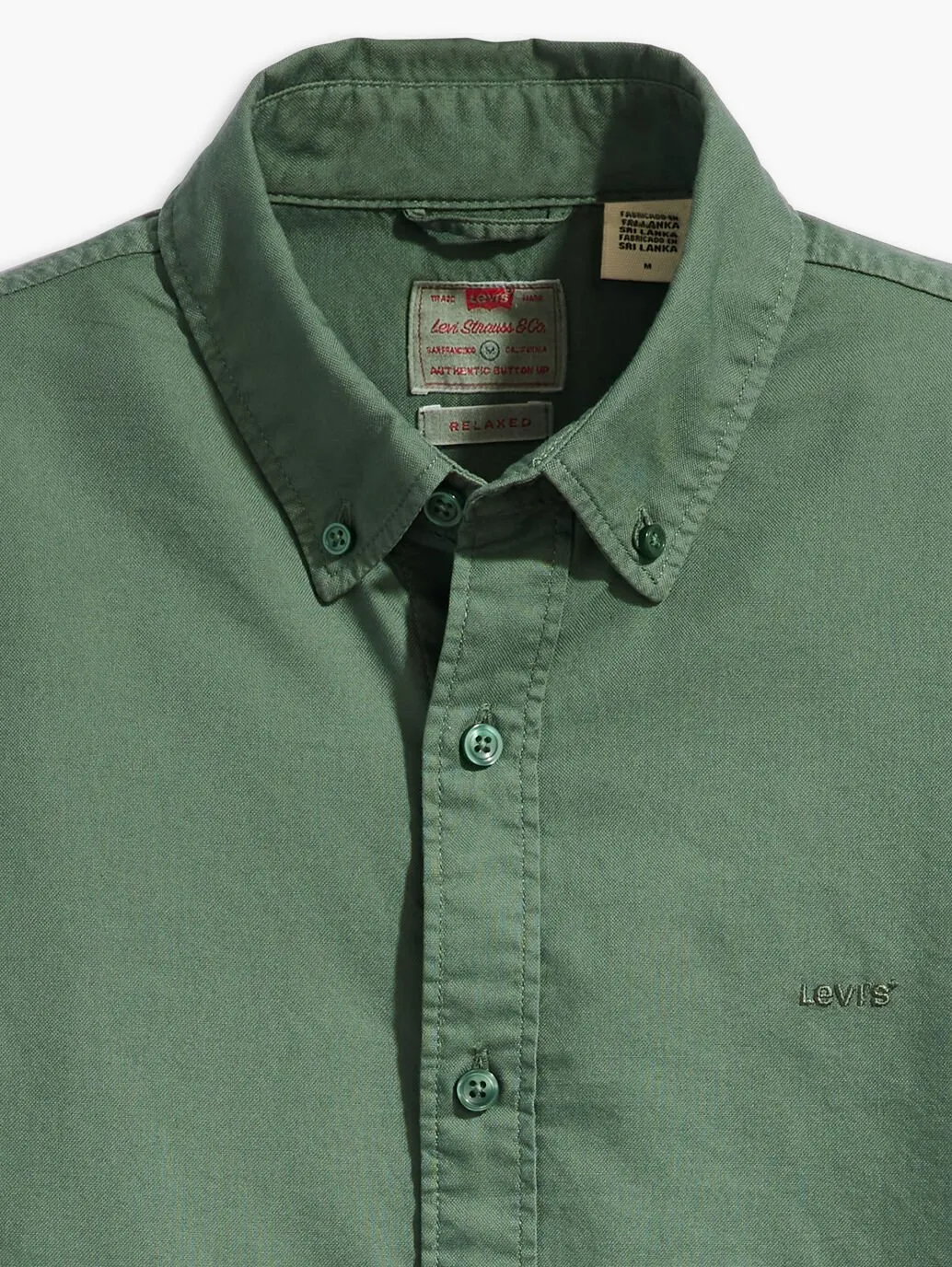 Levis Men's Authentic Button Down Shirt Mill Forest Garment Dye