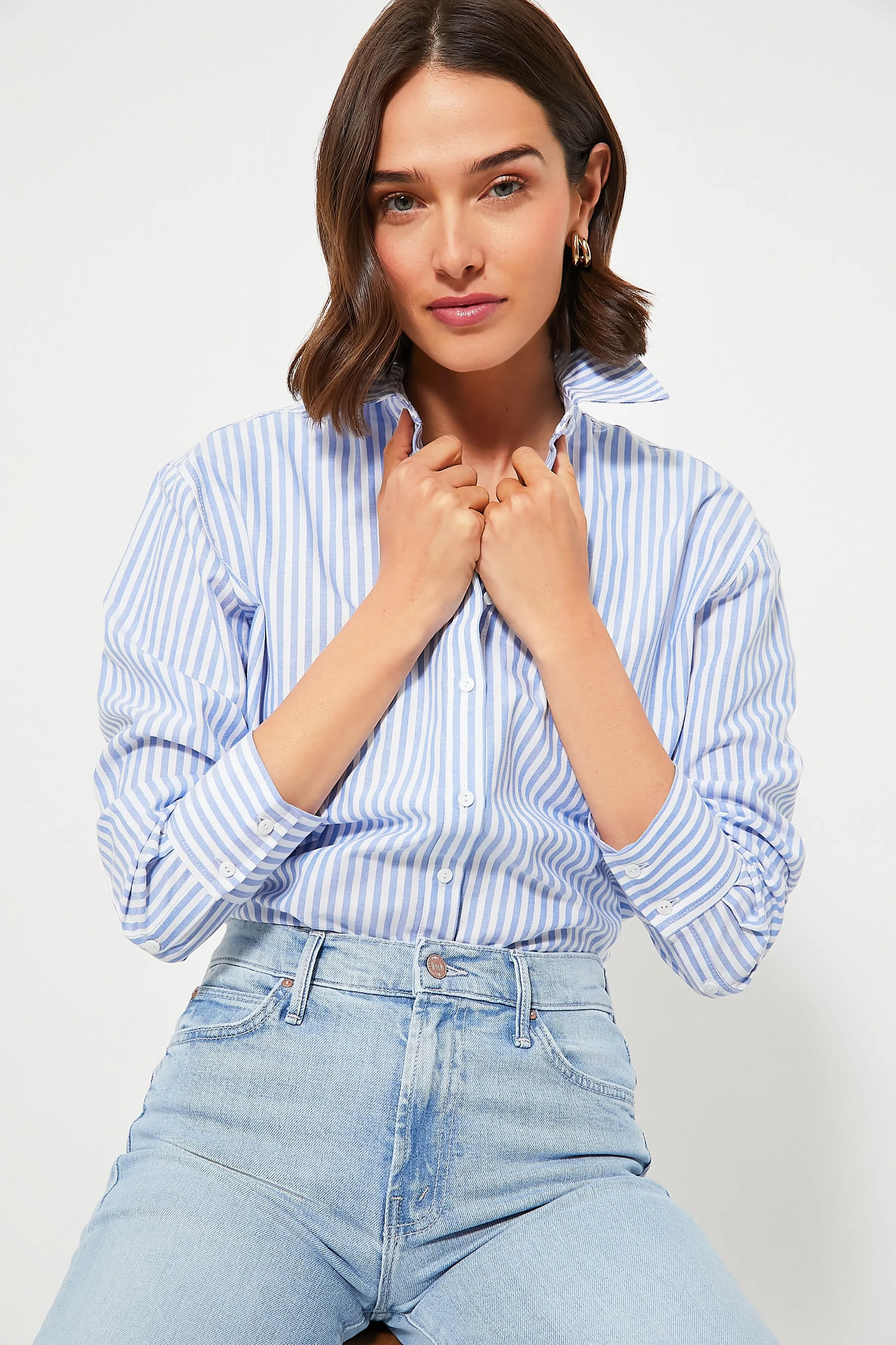 Light Blue Stripe Nadine Boyfriend Button Down