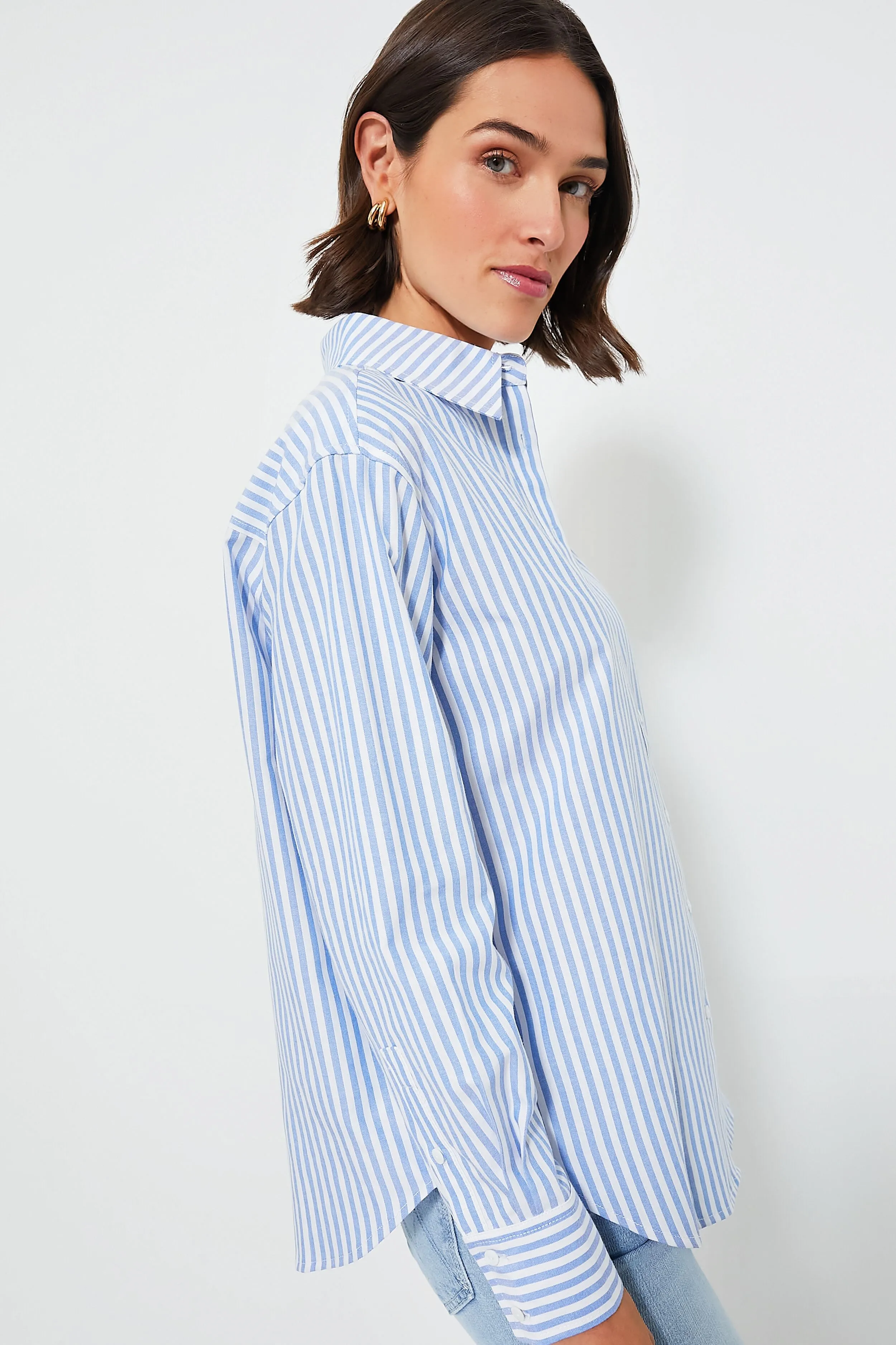 Light Blue Stripe Nadine Boyfriend Button Down