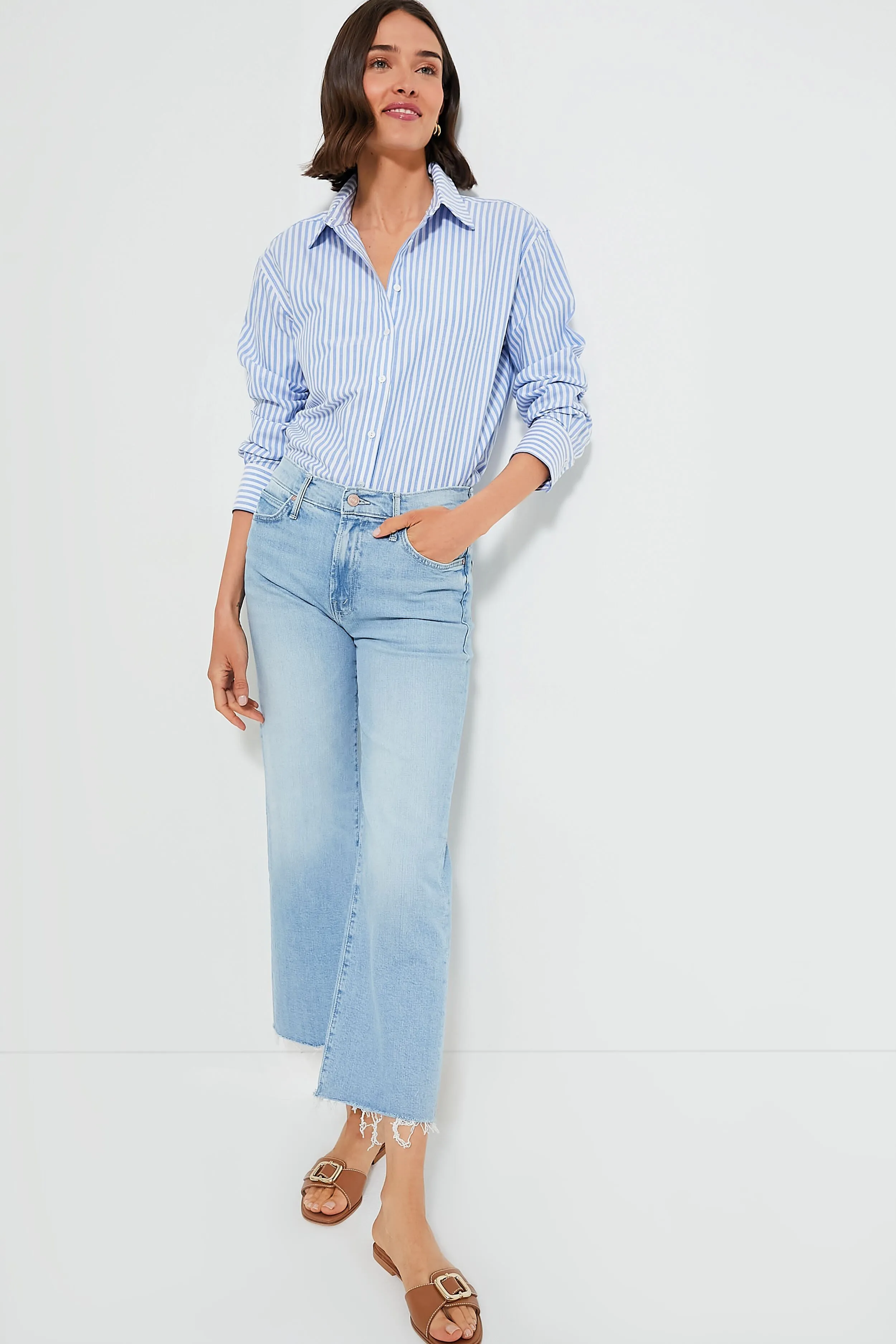 Light Blue Stripe Nadine Boyfriend Button Down