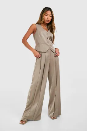 Linen Look Extreme Pleat Wide Leg Pants