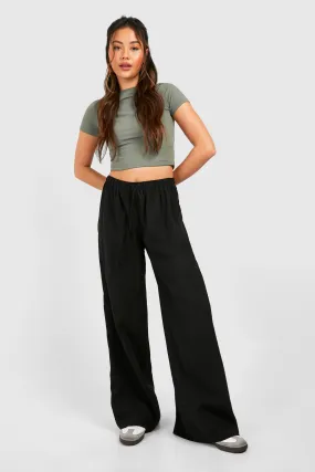 Linen Look Wide Leg Pants