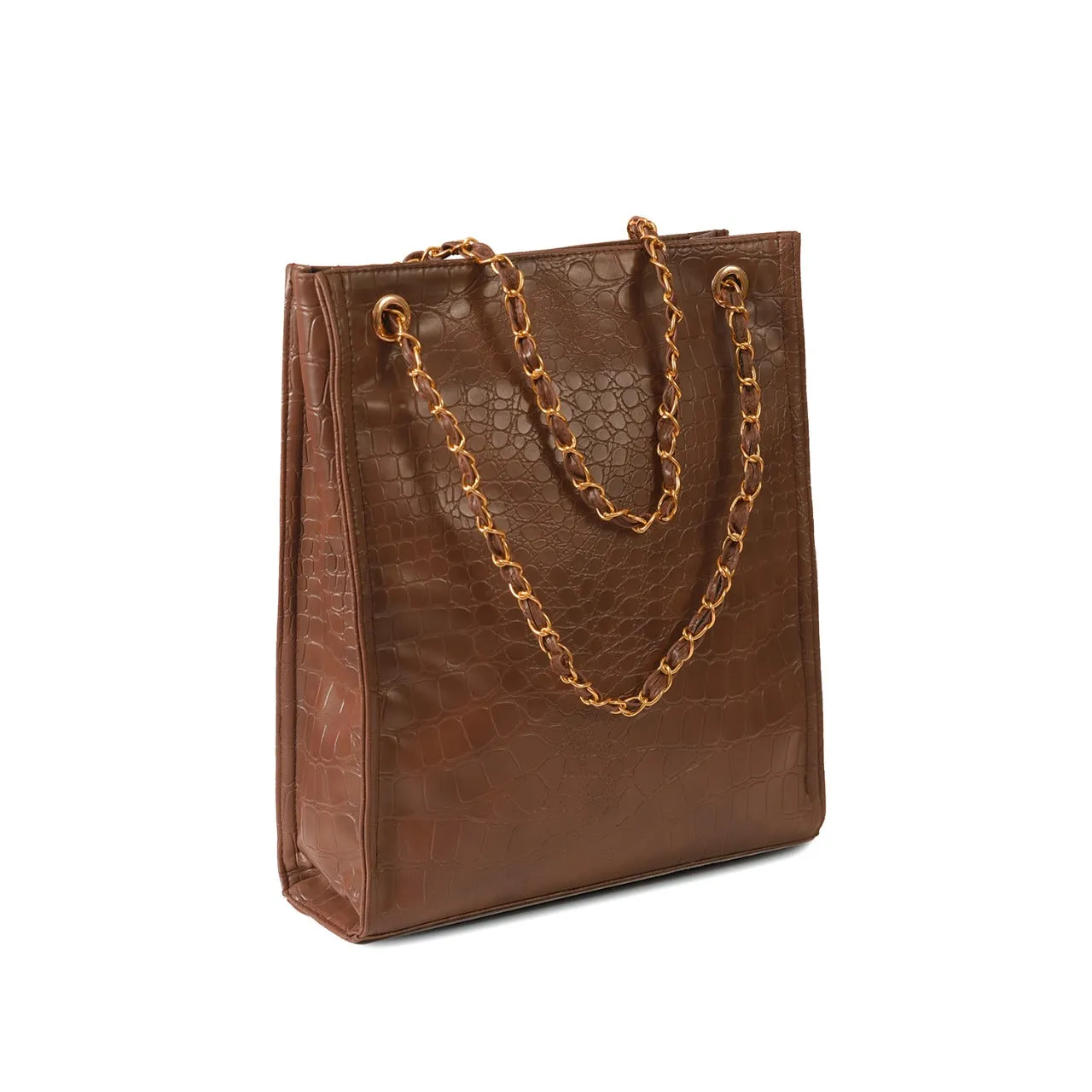 LONG BROWN CROCODILE BAG