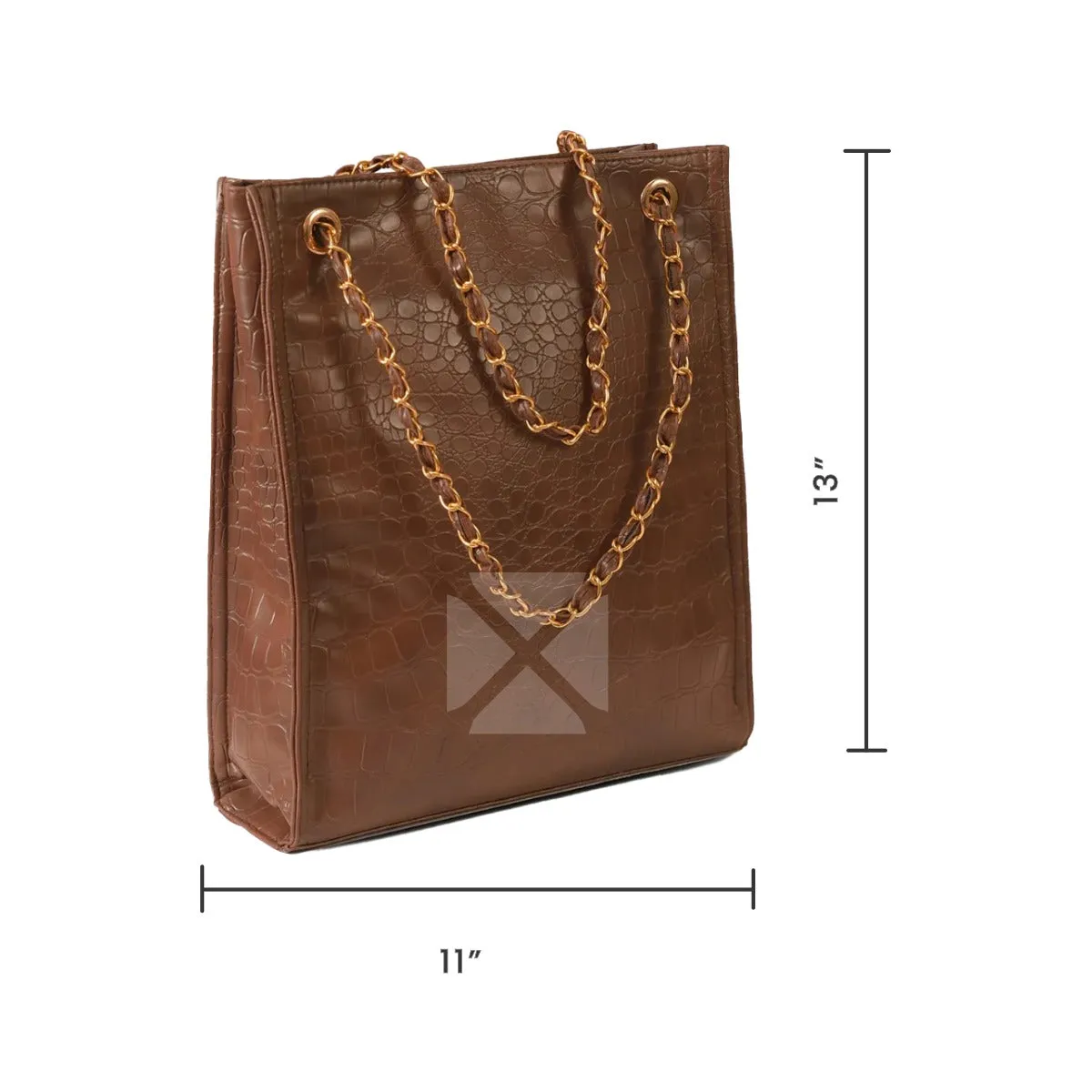 LONG BROWN CROCODILE BAG