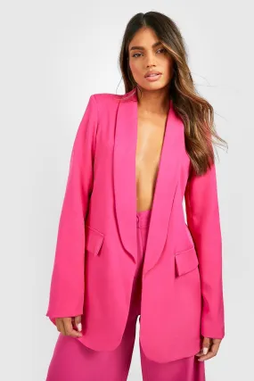 Longline Curved Hem Relaxed Fit Tailored Blazer