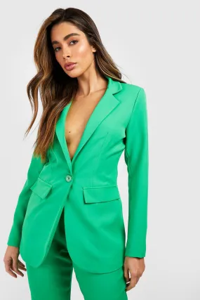 Longline Curved Hem Tailored Blazer