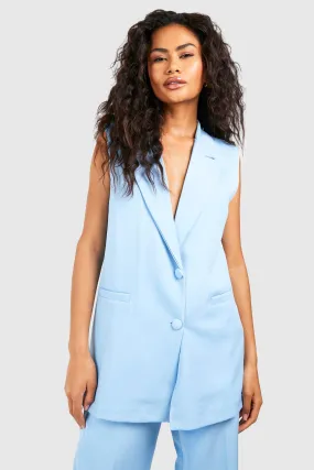 Longline Tailored Sleeveless Blazer