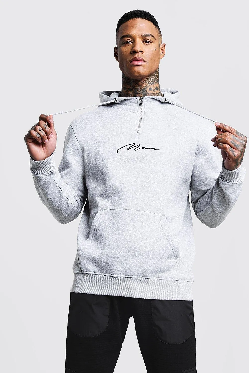 MAN Signature Half Zip Fleece Hoodie