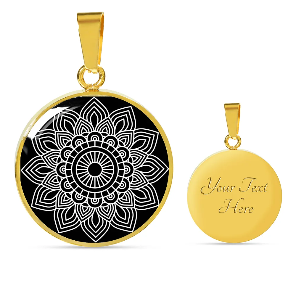 Mandala Black and White Gold Necklace and Bracelet