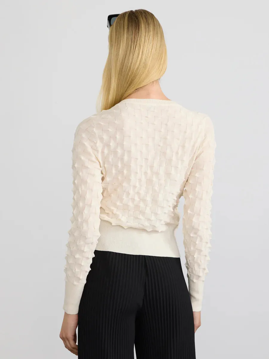 Margaret O'Leary DIMENSIONAL Button Down Cardigan in Ivory 