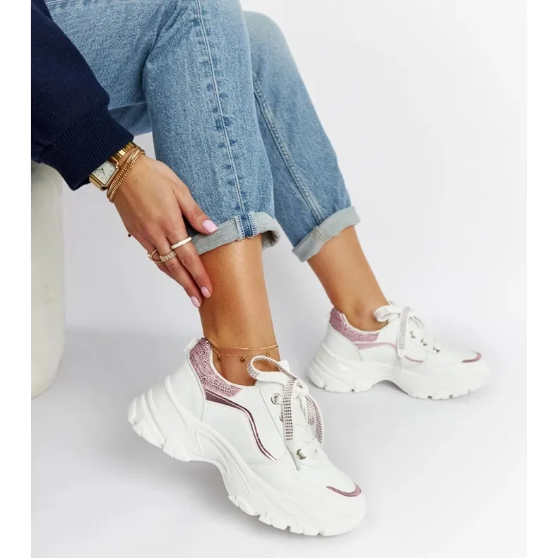 Massive white sneakers with Euclid rhinestones