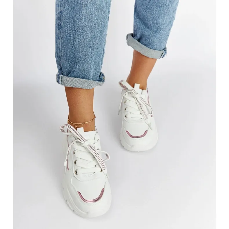 Massive white sneakers with Euclid rhinestones