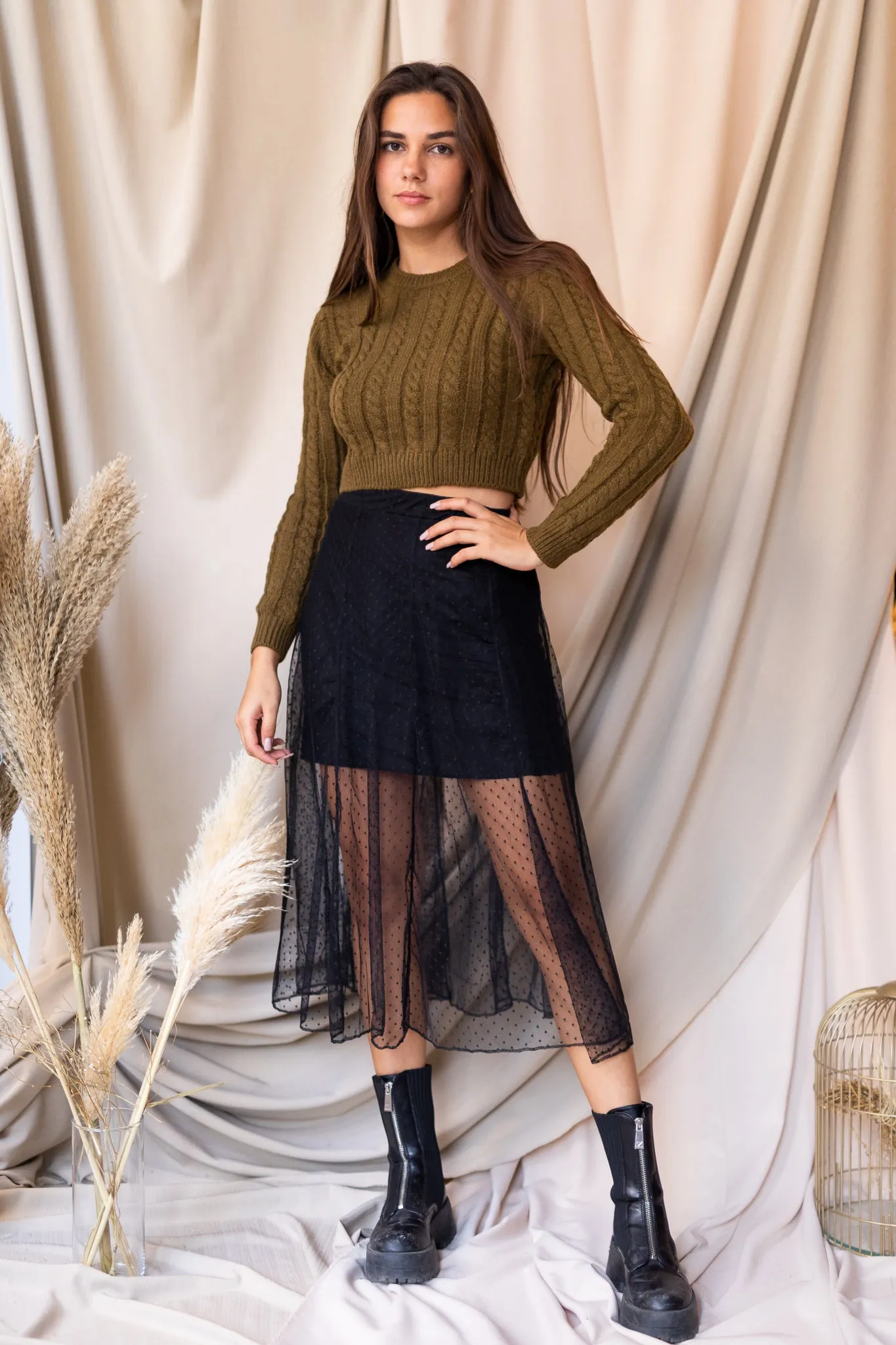 mesh layered skirt