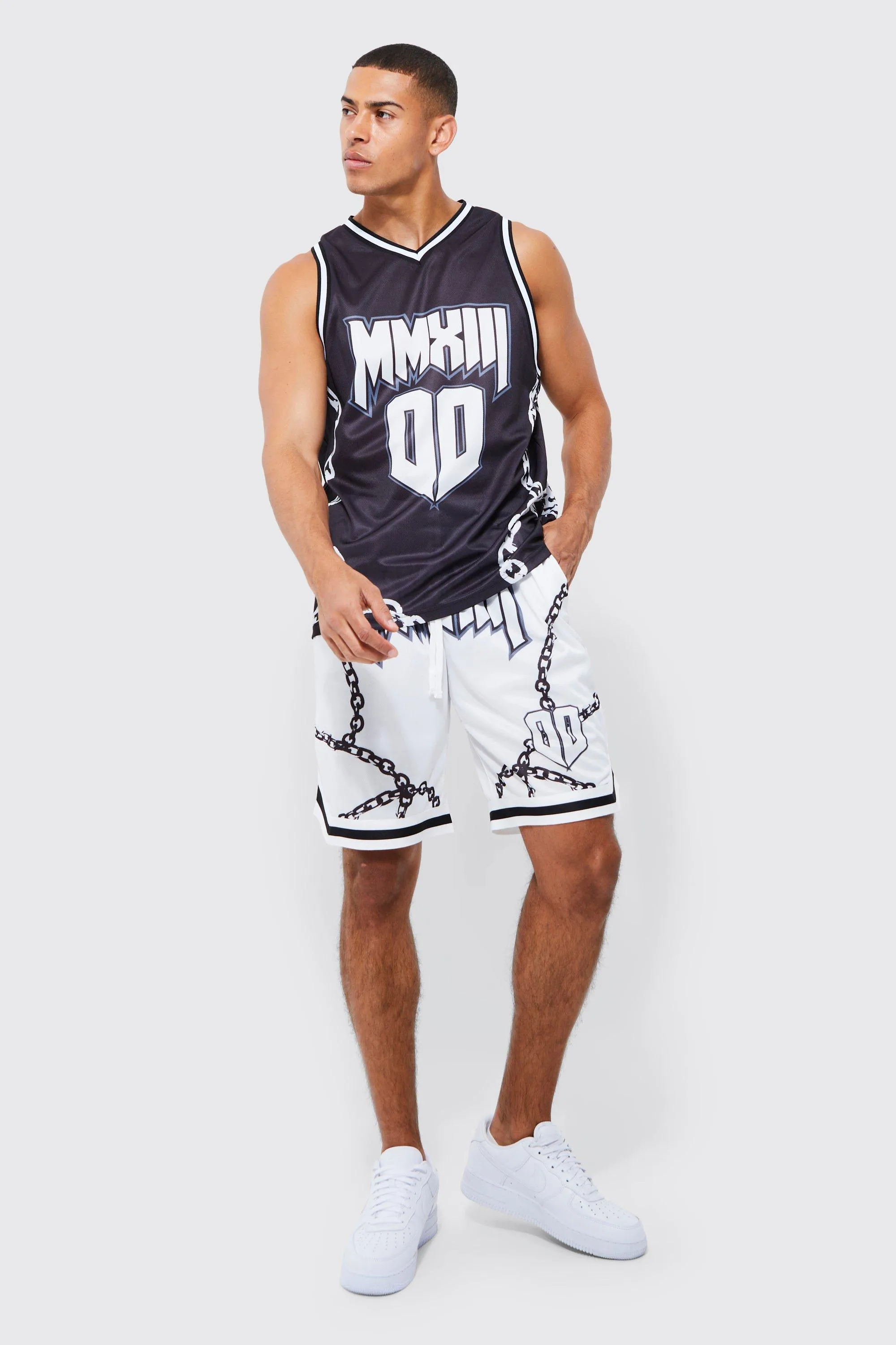 Mesh V-neck Basketball Vest And Short Set