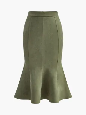 Mid-Waist Suede Pleated Hip-Covering Skirt