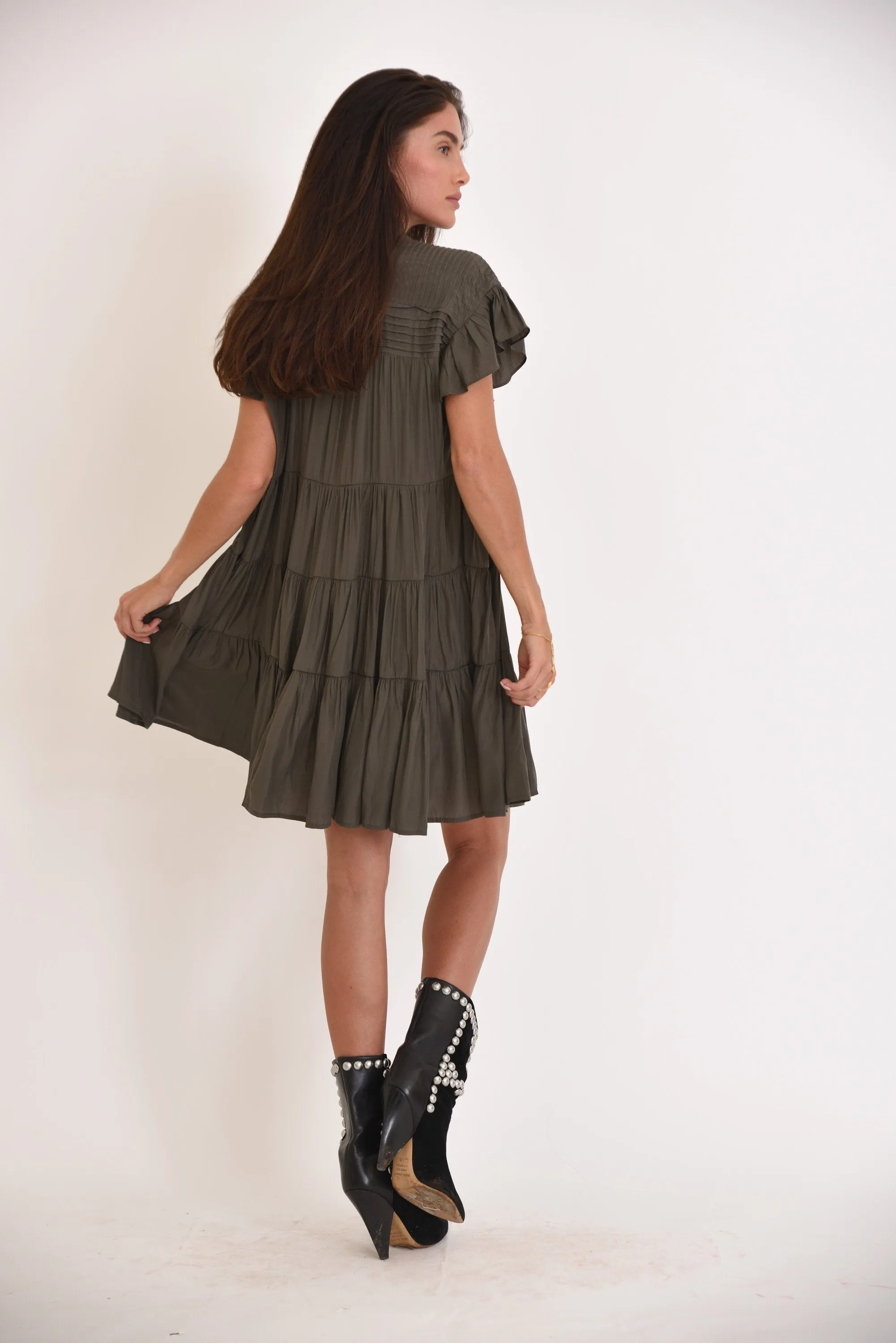 Muche Et Muchette Vera Button Down Dress Army Green