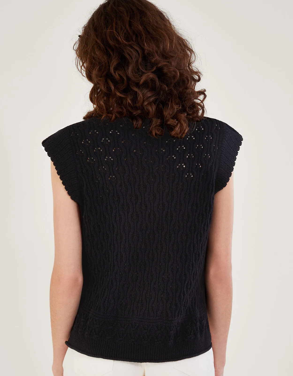 Multi Stitch Pointelle Knitted Vest Black