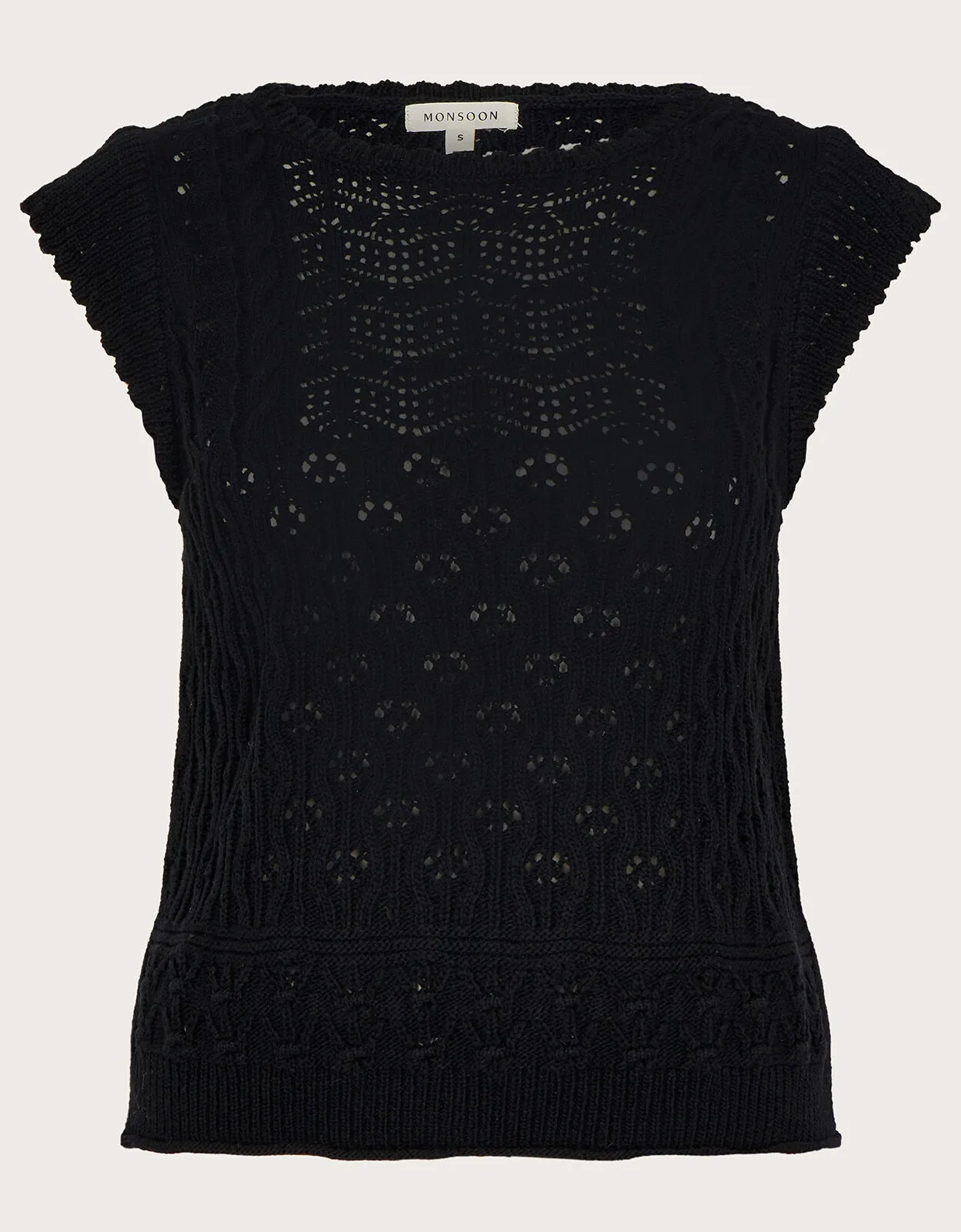 Multi Stitch Pointelle Knitted Vest Black