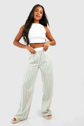 Multi Stripe Linen Wide Leg Pants