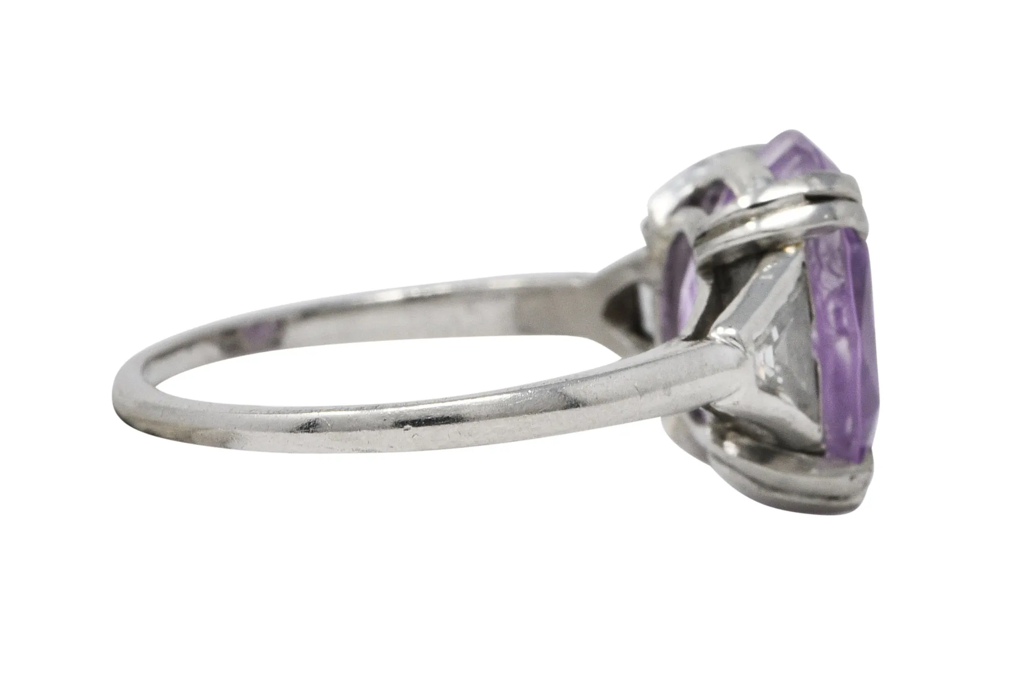 Neoclassical 4.95 CTW Purple Sapphire Diamond Platinum Zeus Intaglio Art Deco Ring