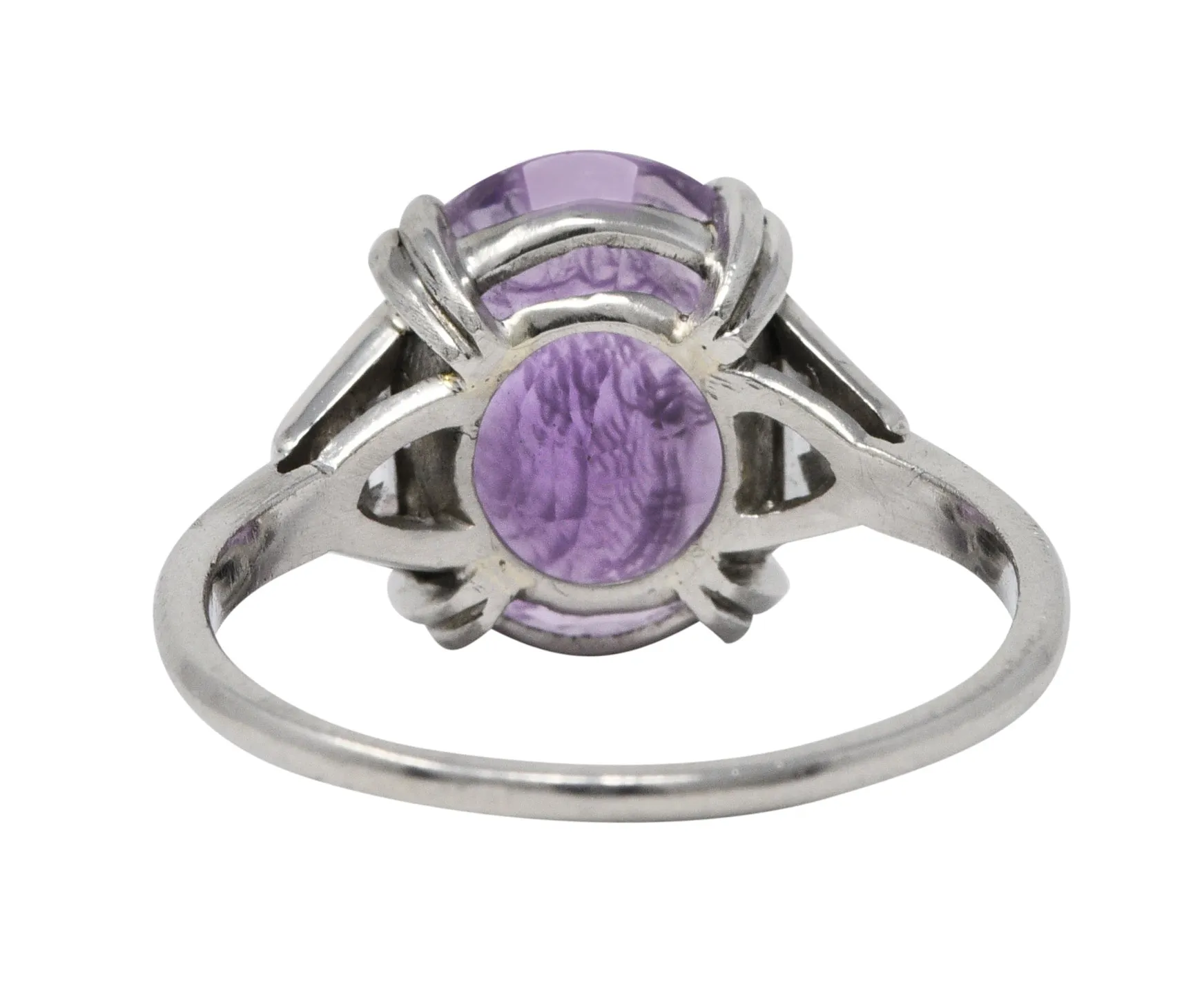 Neoclassical 4.95 CTW Purple Sapphire Diamond Platinum Zeus Intaglio Art Deco Ring