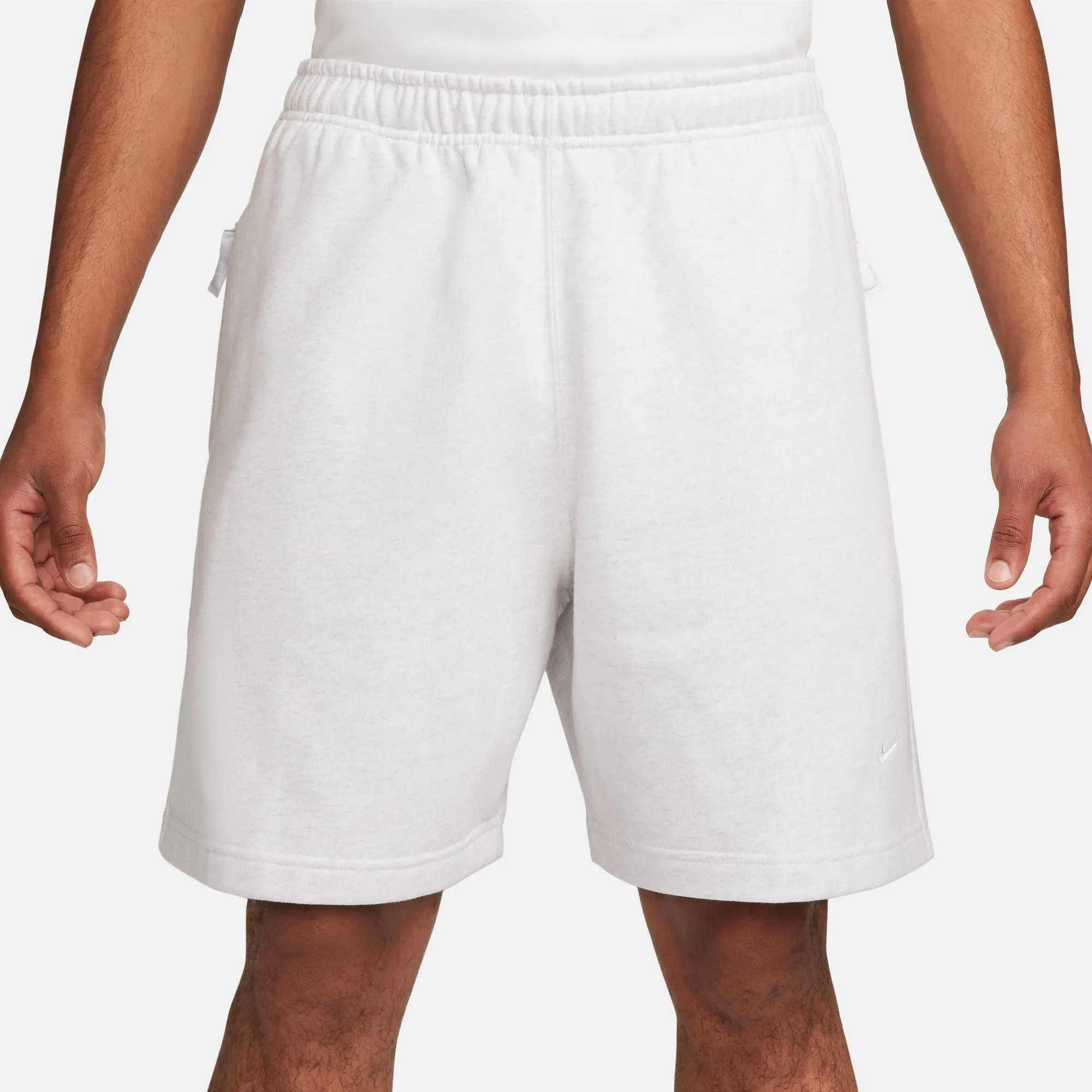 Nike Solo Swoosh Heather White Fleece Shorts