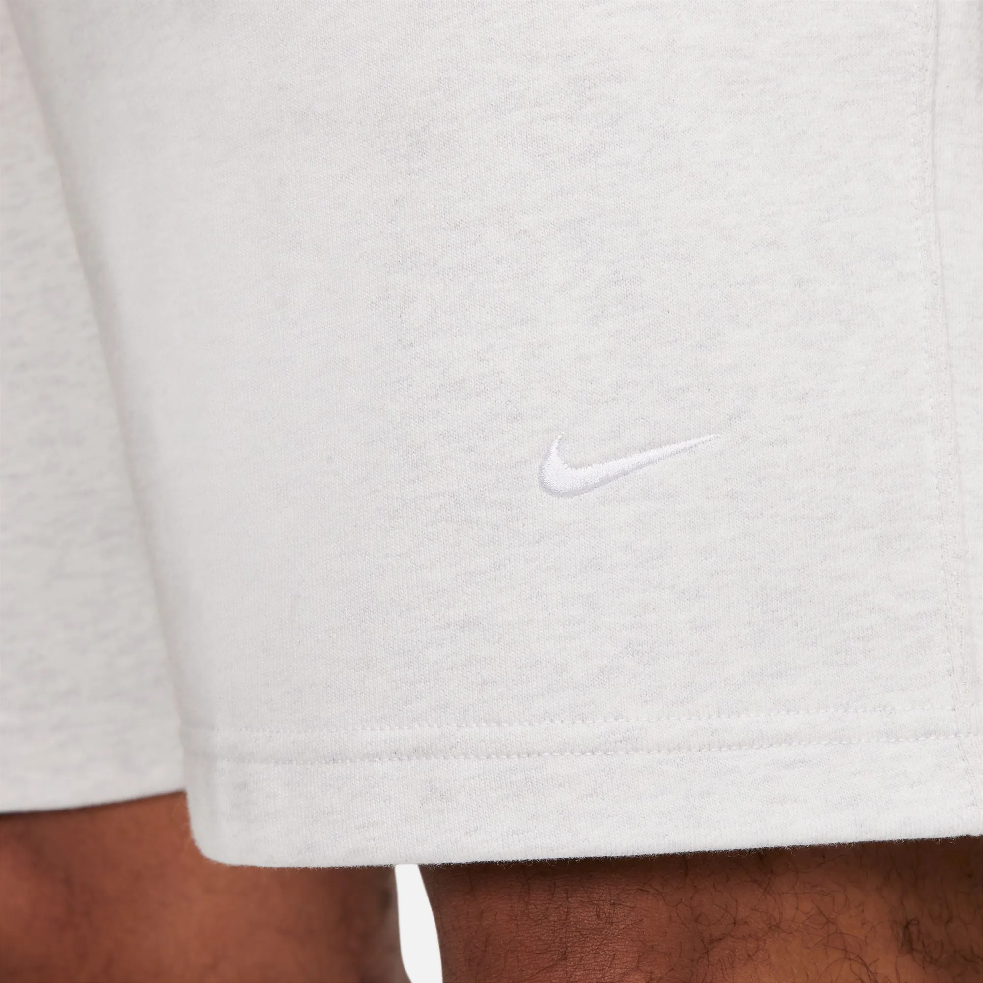 Nike Solo Swoosh Heather White Fleece Shorts