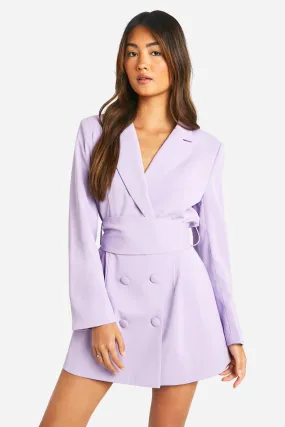 Obi Tie Waist Tailored Blazer Dress